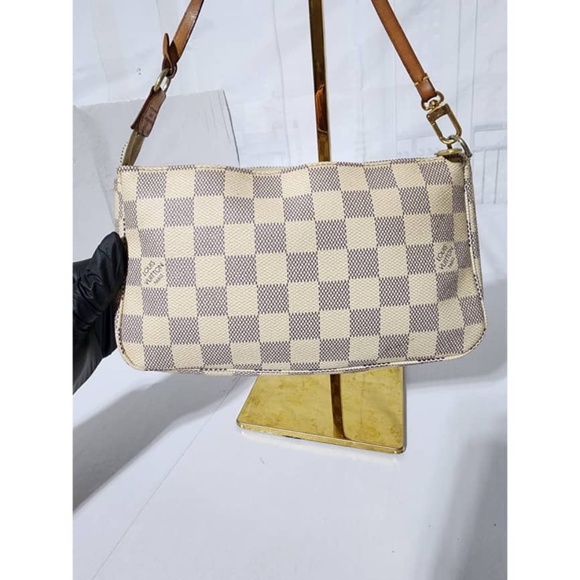 Authentic Louis Vuitton Damier Azur Pochette Accessory Beige/Cream - Picture 9 of 14